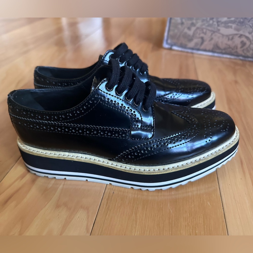 Prada Black Platform Brogues